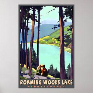 Poster Lago Roaming Woods Pensilvânia Poconos Viagem
