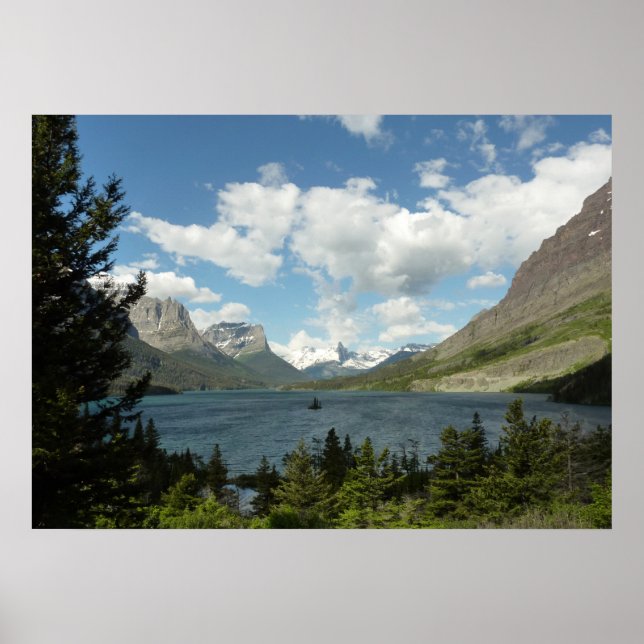 Póster Lago Saint Mary II no Parque Nacional Glacier (Frente)