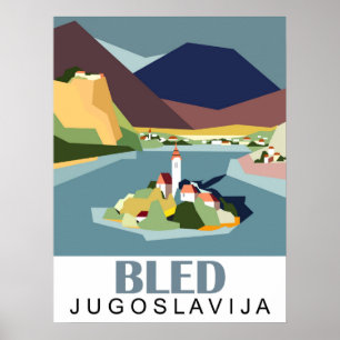 Poster Lago sangrento, Jugoslávia, Eslovênia, viagens vin