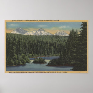 Poster Lago Scotts, Oregon - opinião três irmãs