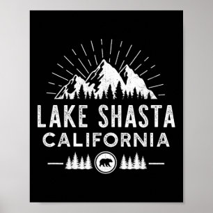 Poster Lago Shasta Califórnia - Esqui na Montanha Hiking 