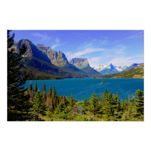 Póster Lago st. Mary, parque nacional de geleira, Montana