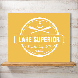 Póster Lago Superior, cidade personalizada, nome, âncora,