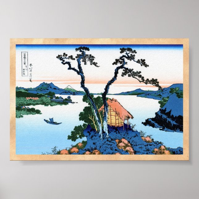Póster Lago Suwa na província de Shinano Hokusai (Frente)