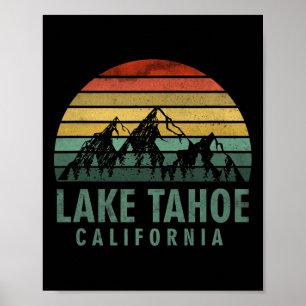 Poster Lago Tahoe Califórnia Montanhas Vintage Caminhada 