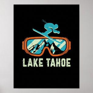 Poster Lago Tahoe California - Retro Ski Snowboard