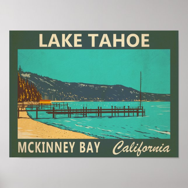 Poster Lago Tahoe McKinney Bay California Vintage (Frente)