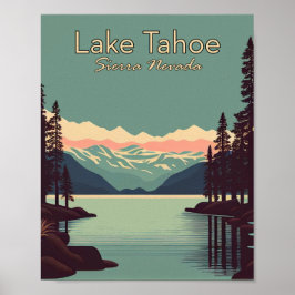 Poster Lago Tahoe Minimalista Viagens vintage de Arte Pos