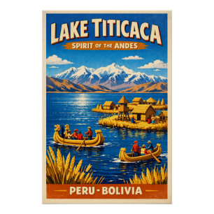 Póster Lago Titicaca, Peru e Bolívia, numa clássica