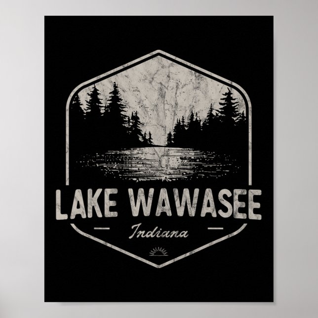 Poster Lago Wawasee Indiana Exteriores Vintage  (Frente)