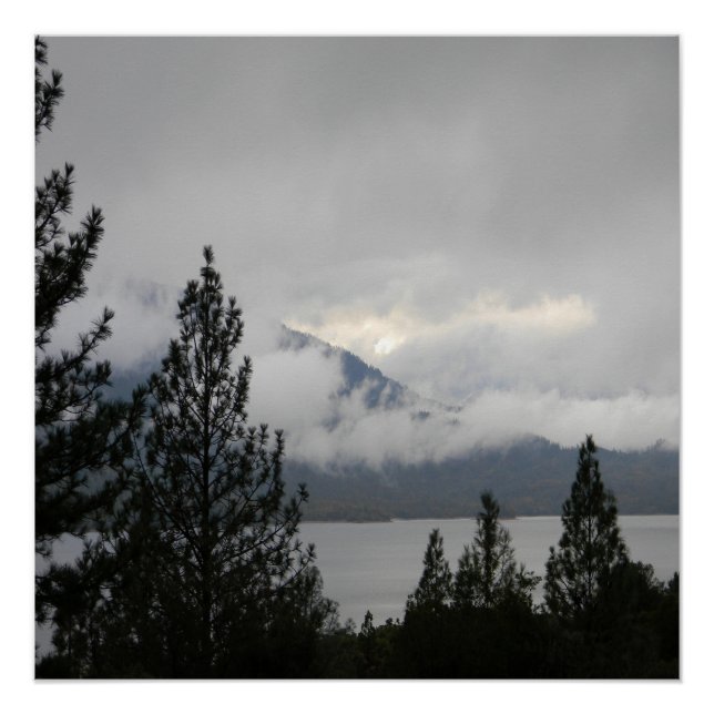 Póster Lago Whiskeytown com a névoa enevoada... (Frente)