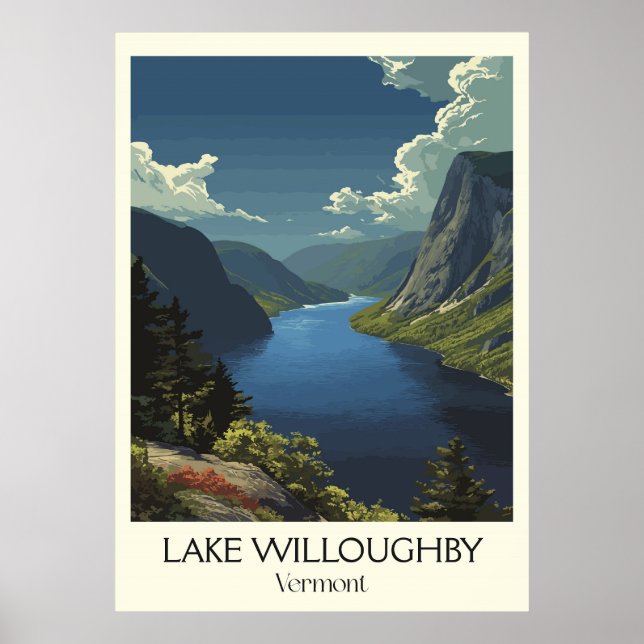 Poster Lago Willoughby VT Fiorde Cénico (Frente)
