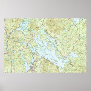 Póster Lago Winnipesaukee Mapa (1986)