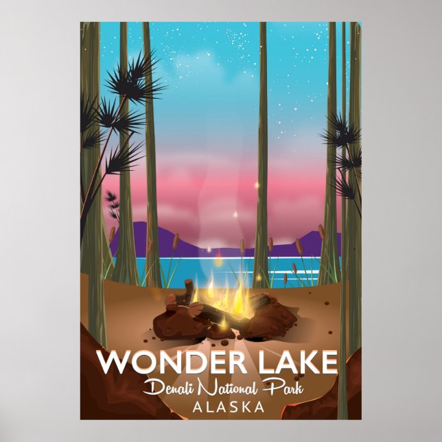 Poster Lago Wonder, Parque Nacional Denali, Alasca (Frente)