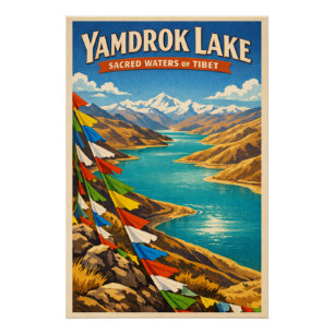 Póster Lago Yamdrok, Tibete, China