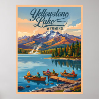 Poster Lago Yellowstone Wyoming Pesca Cênica