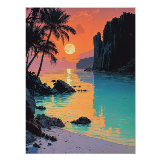 Póster Lagoa ao Sunset