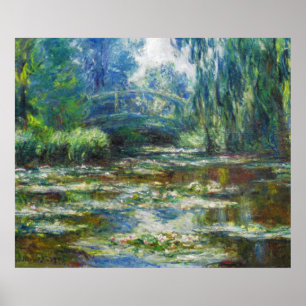 Póster Lagoa & belas artes japonesas de Monet da ponte