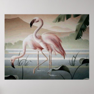 Poster Lagoa cor-de-rosa da montanha do flamingo