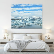 Lagoa de Iceberg da Islândia e Montanhas Nevadas Á