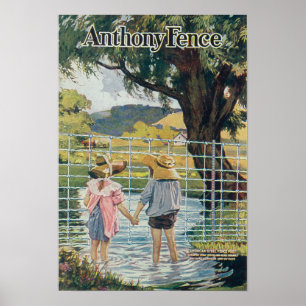Póster Lagoa e miúdos americanos da cerca do Co do aço