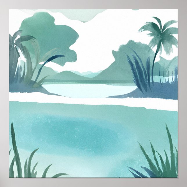 Poster Lagoa escondido verde-pastel (Frente)