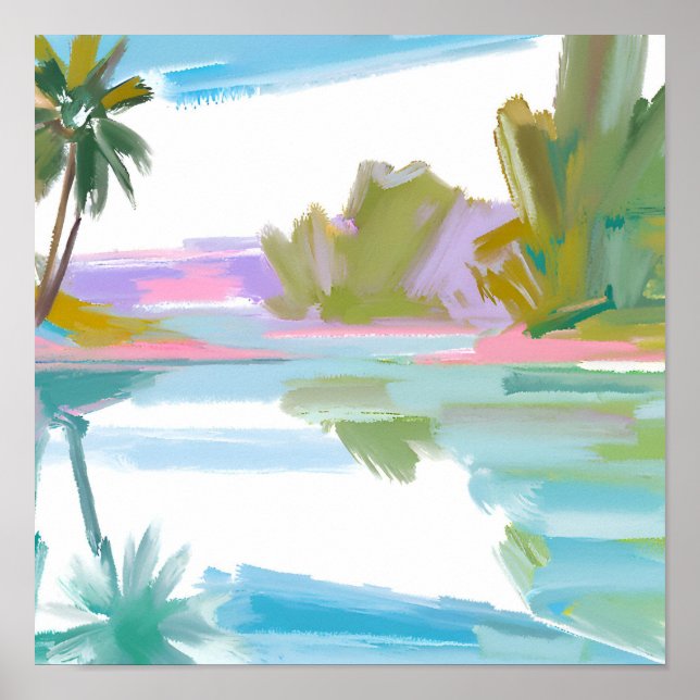 Poster Lagoa tropical aquarela (Frente)