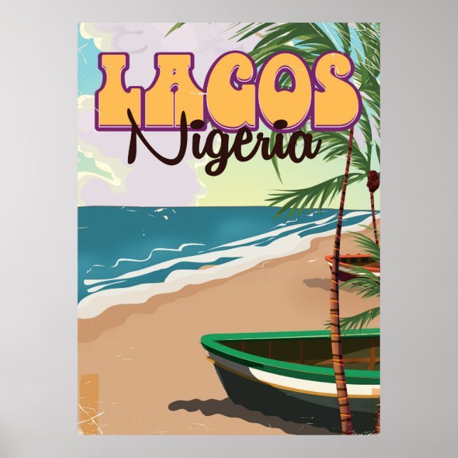 Póster Lagos, Nigéria, viagens vintage (Frente)