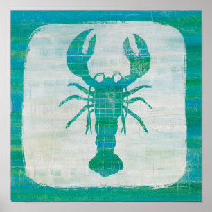 Póster Lagosta litoral do Aqua da arte