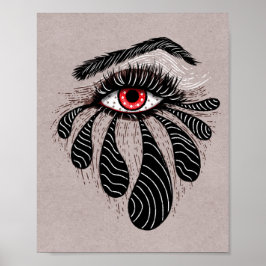 Poster Lágrimas Pretas Vermelhas Gótica