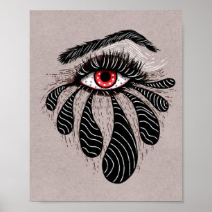 Poster Lágrimas Pretas Vermelhas Gótica
