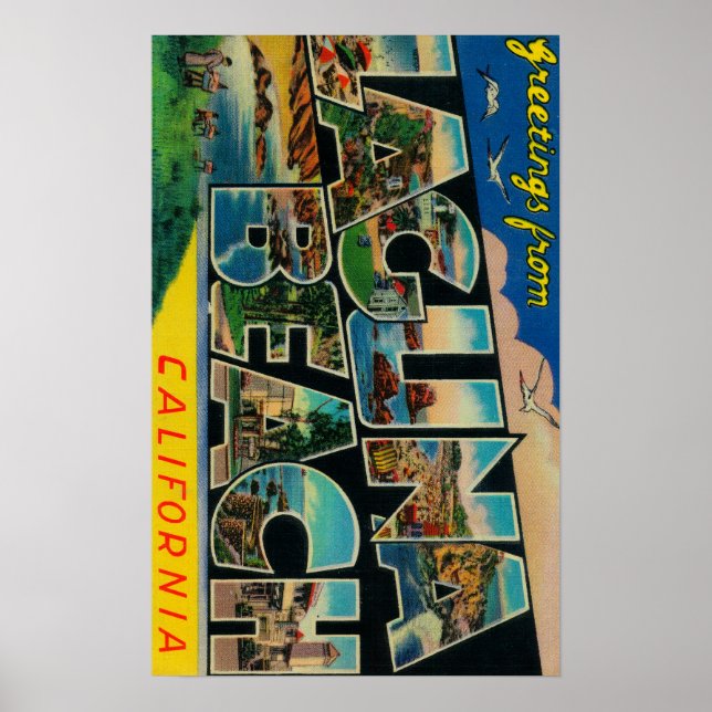 Póster Laguna Beach, Califórnia - Cenas com Letras Grande (Frente)