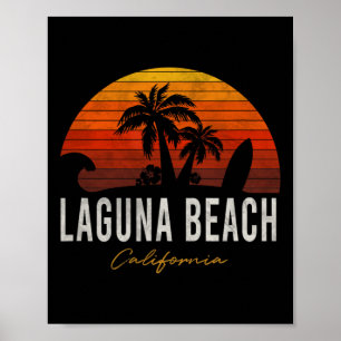 Poster Laguna Beach California Palms Vacing Surf Sundow