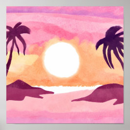 Poster Laguna de pôr do sol pastel