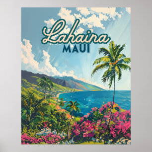Poster Lahaina Maui Hawaii - Retro Costeiro de Praia