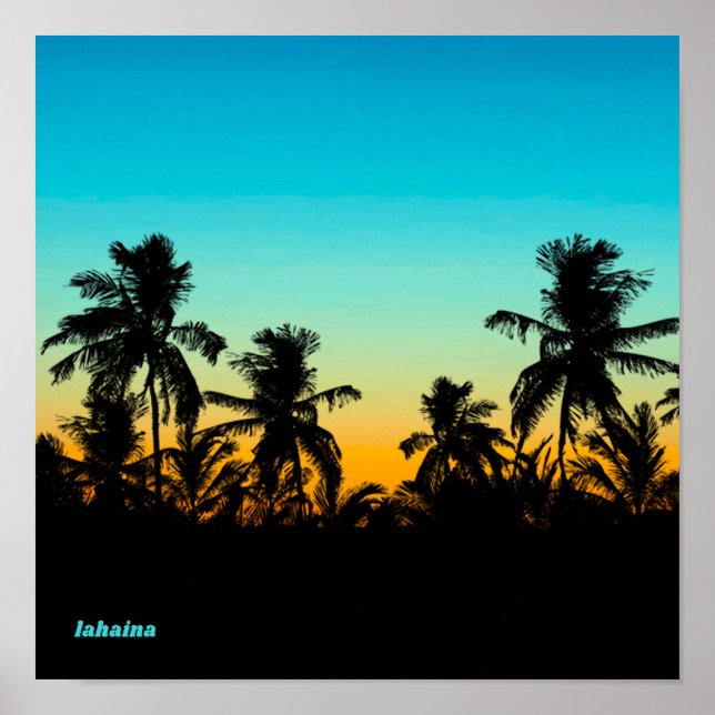 Poster Lahaina Maui Hawaii Souvenir Artístico Sunset Lega (Frente)