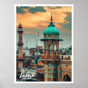 Poster Lahore Pakistan Art viagem famoso lugar