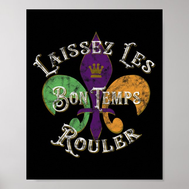 Poster Laissez Les Bon Temps Rouler Mardi Gras 2025 Fleur (Frente)