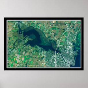 Poster Lake Butte des Morts Wisconsin Satellite Map