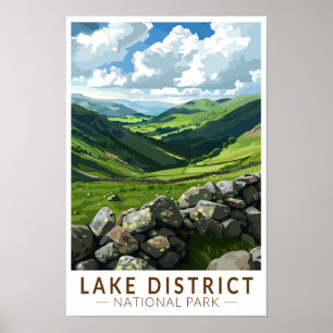 Poster Lake District National Park Viagem Art Vintage