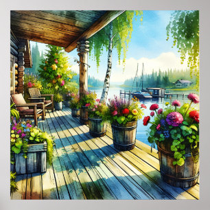 Poster Lake House View   Pavimento sobre a baía