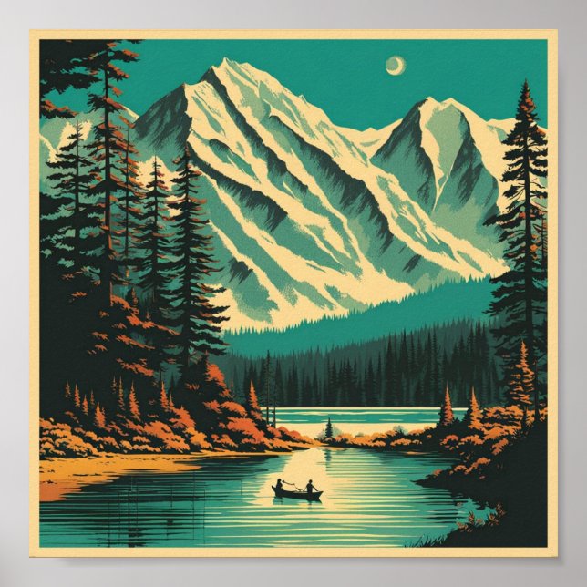 Poster Lake Louise Banff National Park Retro Travel (Frente)