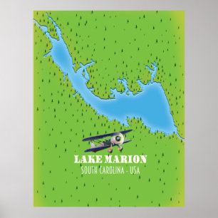 Poster Lake marion south carolina map