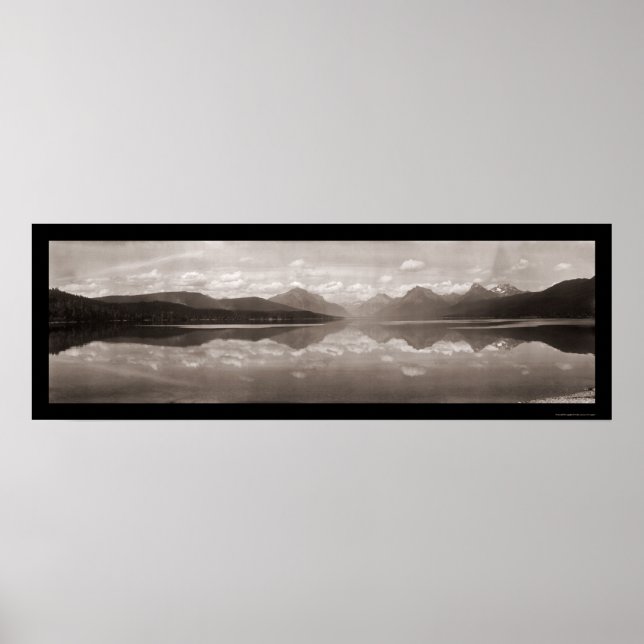 Póster Lake McDonald Glacier Foto 1915 (Frente)