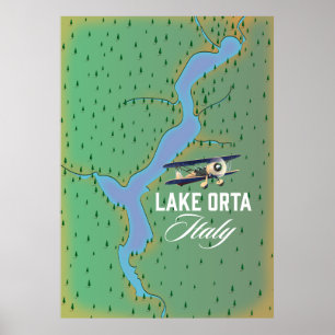 Poster Lake Orta Italy lake map