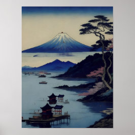 Poster - Lake, Pine and Mountain - Japan