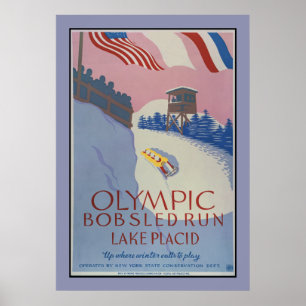 Póster Lake Placid 1938 do anúncio do viagem do esporte