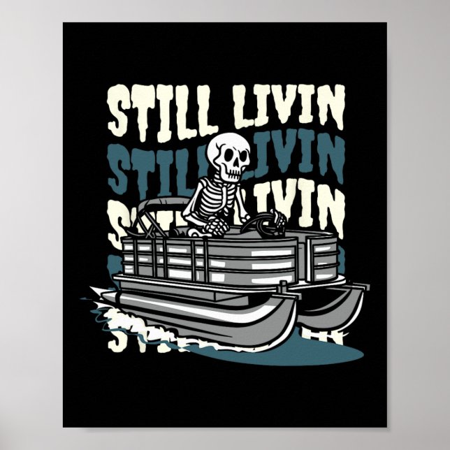 Poster Lake Skeleton - Boating Pontoon Boat  (Frente)