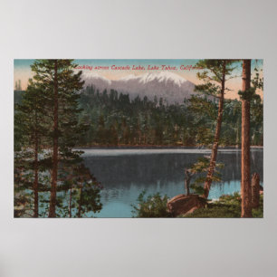 Póster Lake Tahoe, CA - olhando através do lago cascade