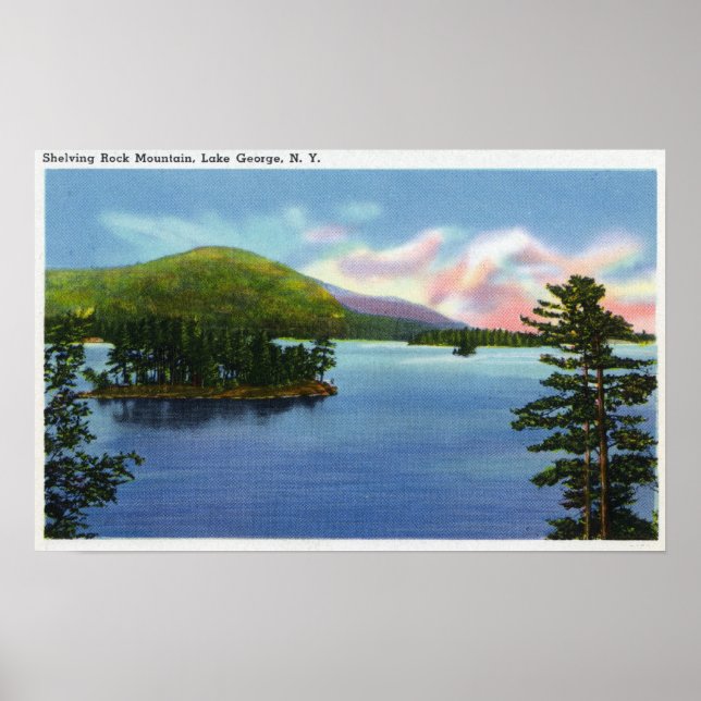 Poster Lake View of Shelving Rock Mountain (Frente)